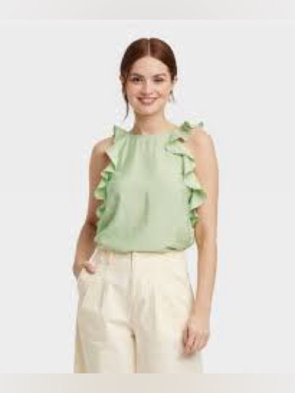 a new day- Mint Green Ruffle Shoulder Camisole Size L